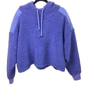 Z By Zella Sheila Sherpa Fleece Hooded  Crop Lavender Pullover Athleisure Top XL